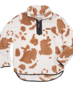 SS Cow Print Y-Neck Pullover