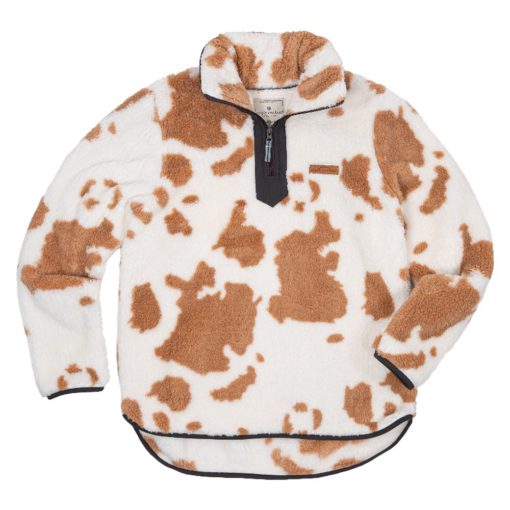 SS Cow Print Y-Neck Pullover